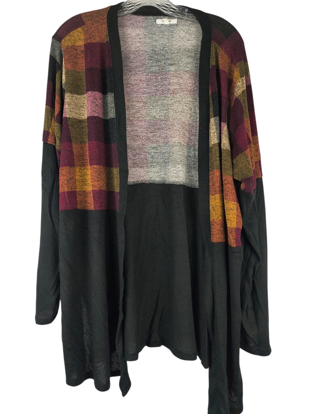 Maurices Cardigan Women's XL Multicolor Plaid Colorblock Sweater Open Front Midi